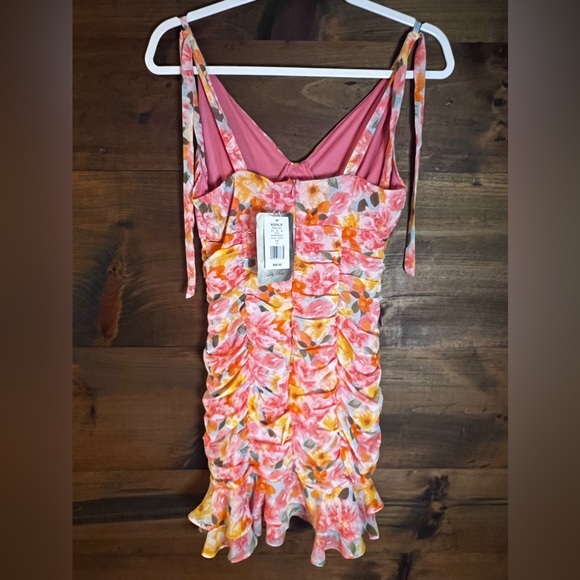 NWT Lily Rose Floral Ruched Tie Strap Mini Dress from Kohls - Picture 8 of 8
